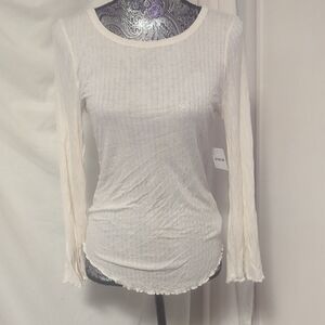 NWT Free People Ivory Bell Sleeve Top